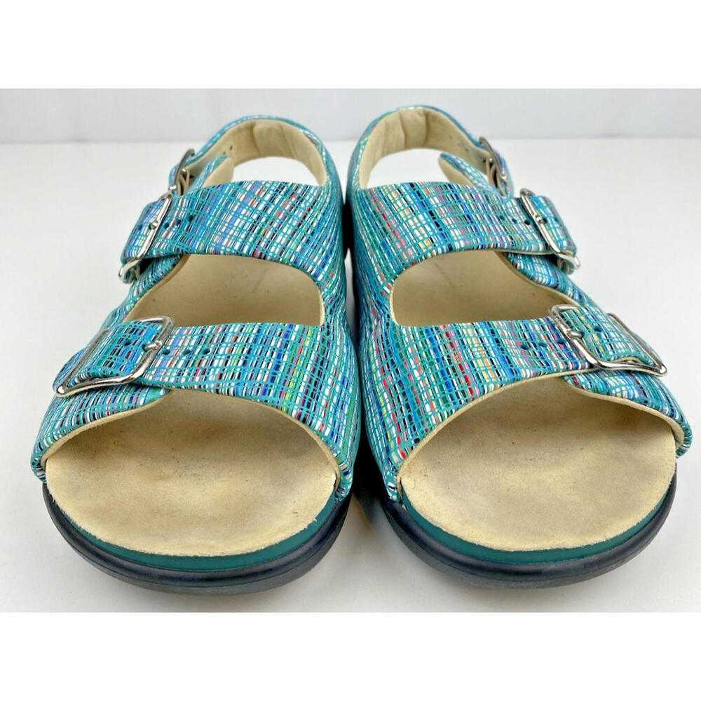 SAS Relaxed Sandal Rainbow Teal Slingback Summer 6 1/2 M Comfort Shoes USA EUC - Picture 2 of 11